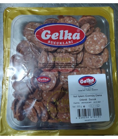 Gelka Dilimli Dana Vakumlu Sucuk (500 Gr.)